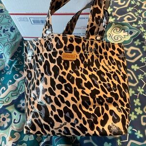Consuela Black and Tan Leopard Tote